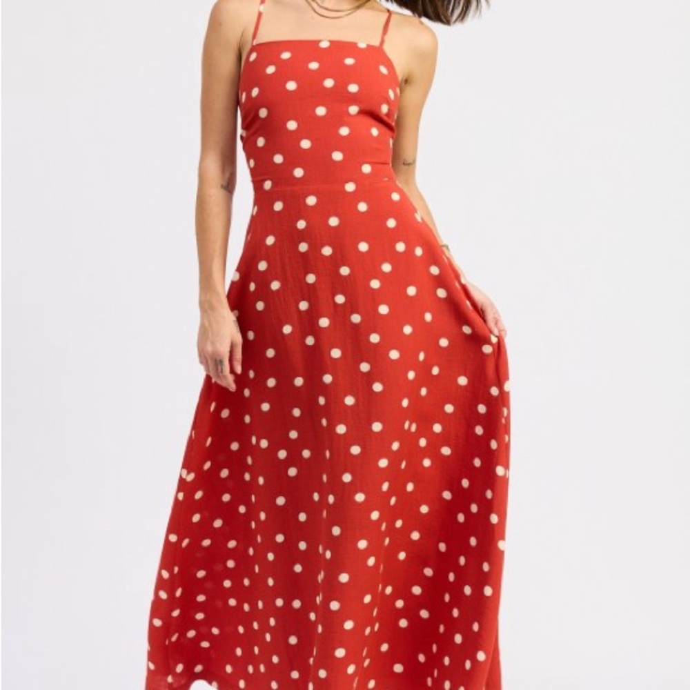 Polka Dot Red Maxi Dress - Picture 4 of 8